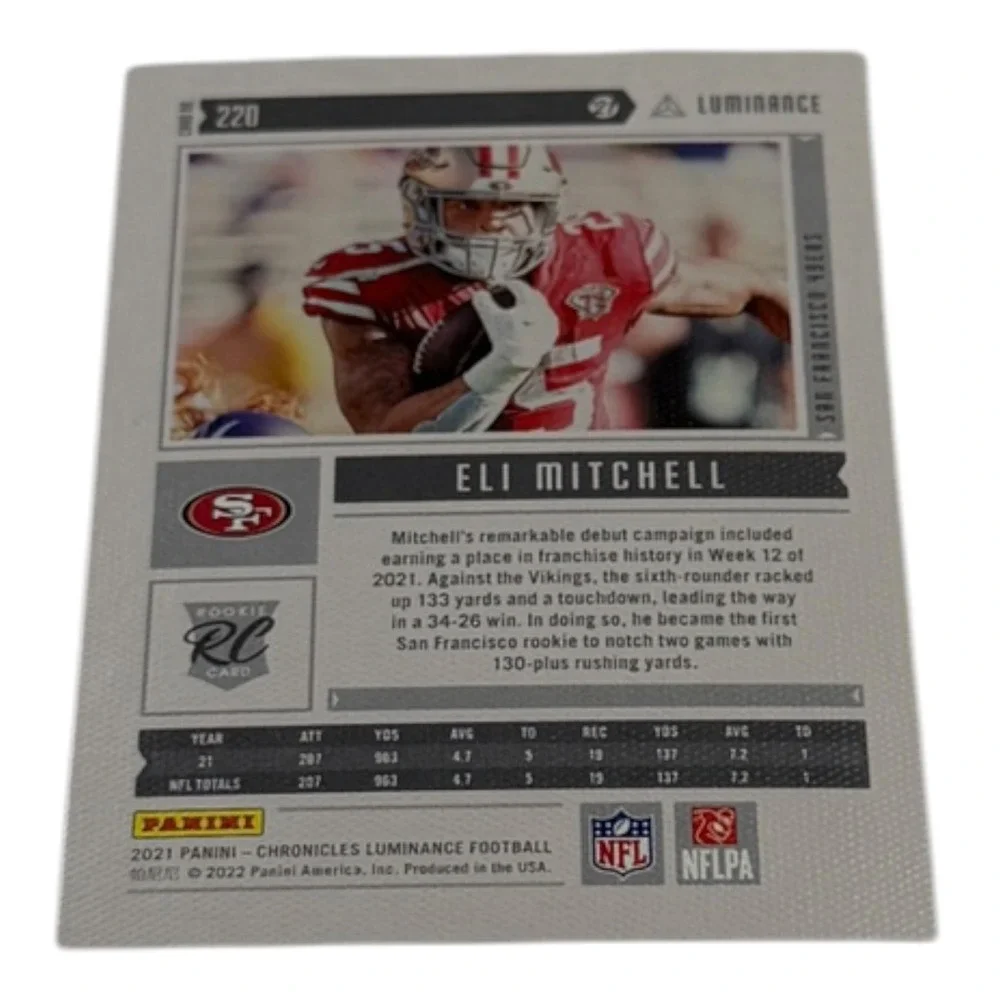 2021 Panini Chronicles Luminance Eli Mitchell Rookie Card #220 SF 49ers RC NFL